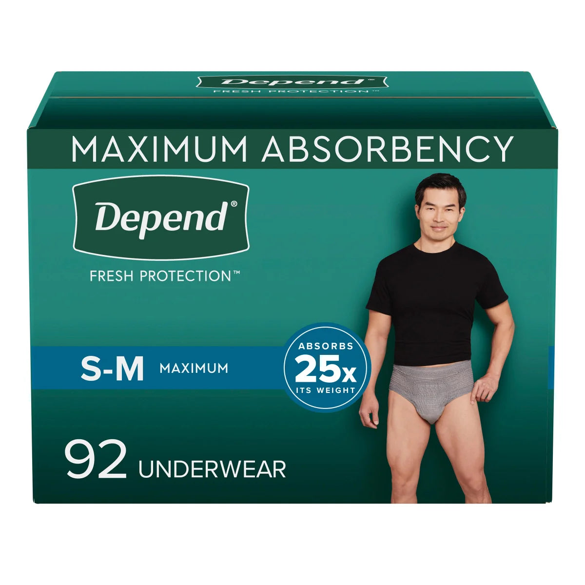 Depend underwear for men small/medium 92 count