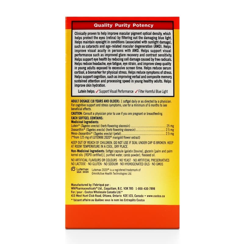 Kirkland Lutein 25mg 200 Soft Gels