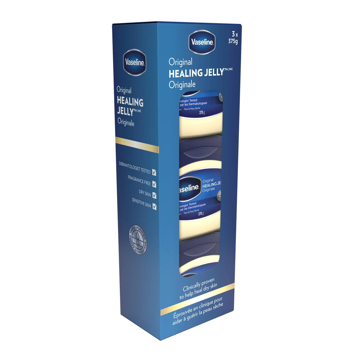Vaseline Original Healing Jelly, 3 x 375 g