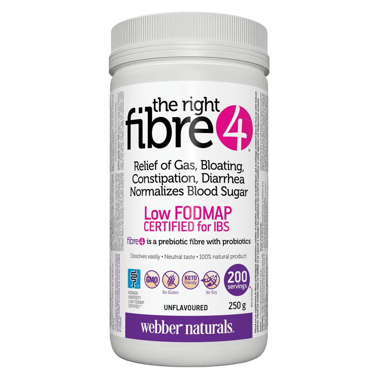 Webber Naturals The right fibre4 Unflavoured 250 g