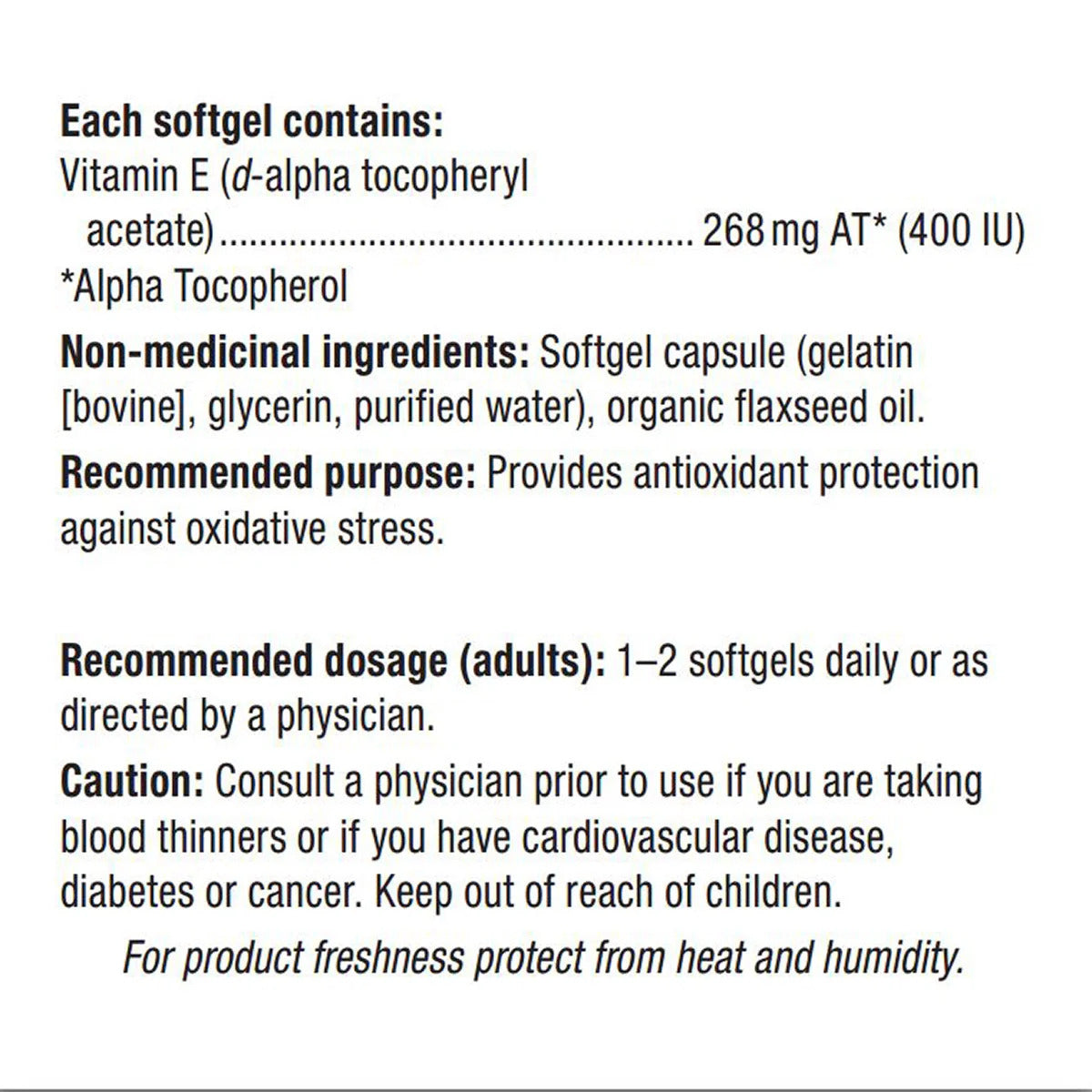 Webber Naturals Vitamin E 400 IU, 300 Softgels