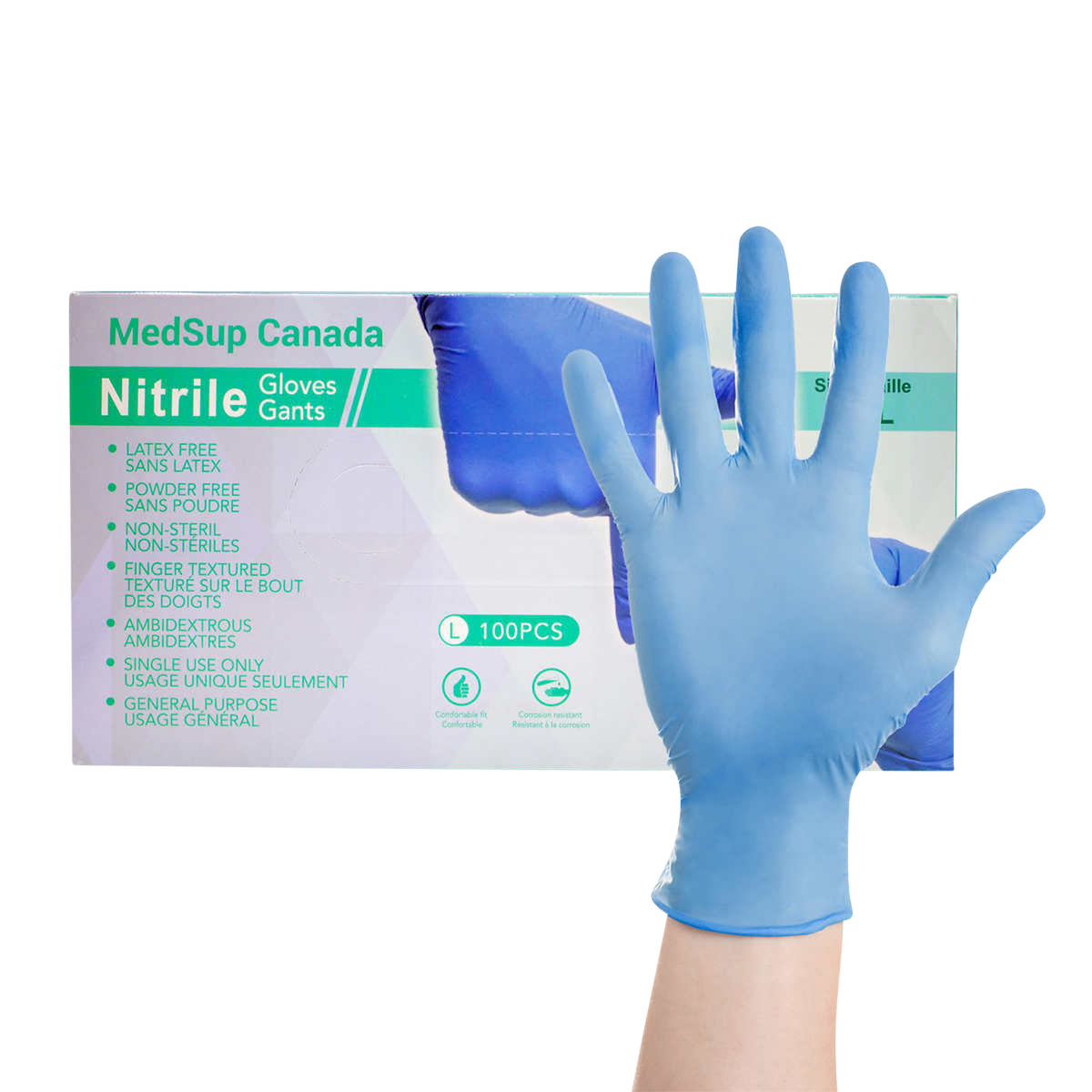 Medsup Nitrile Gloves 2-pack 100 count Large