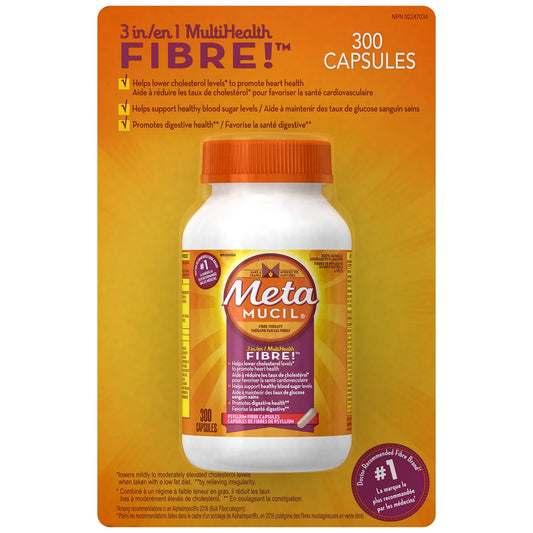 Metamucil 100% Natural Psyllium Husk Daily Fibre Supplement - 300 Capsules