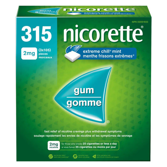Nicorette Extreme Chill 2mg Mint Gum, 3 x 105 pieces