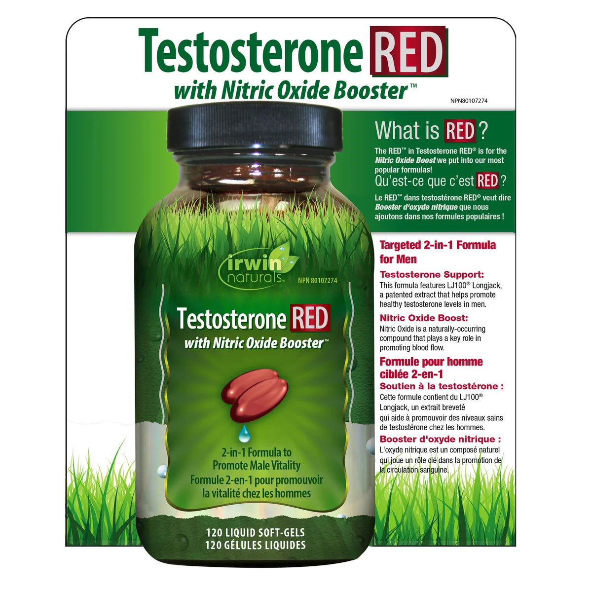 RED Testosterone with Nitric Oxide Booster 120 Soft Gels
