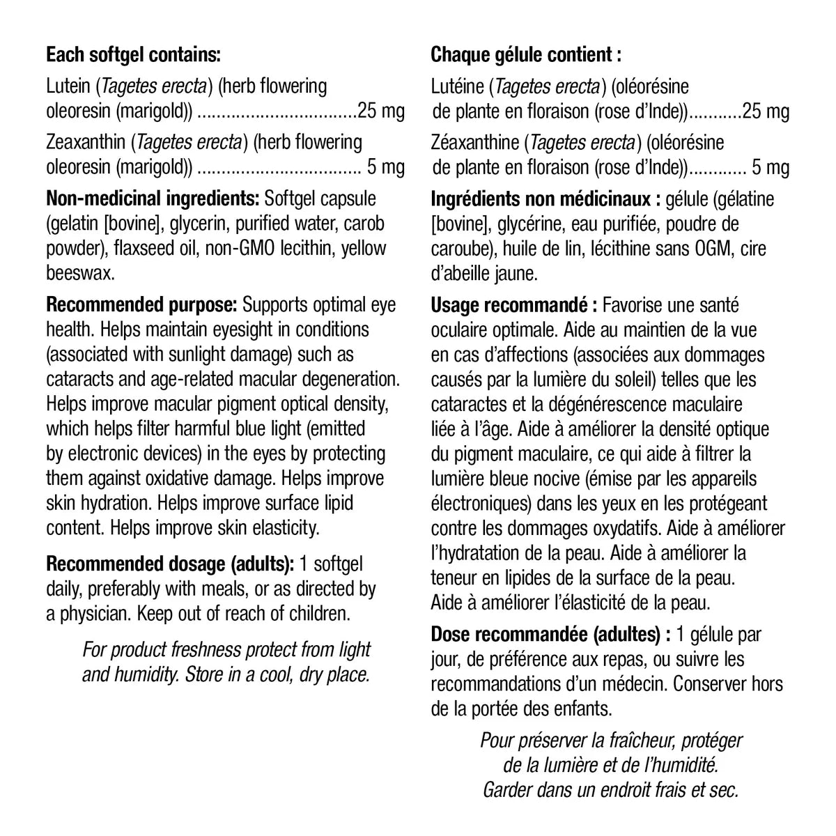 Webber Naturals Lutein 25 mg with 5mg of Zeaxanthin - 175 softgels